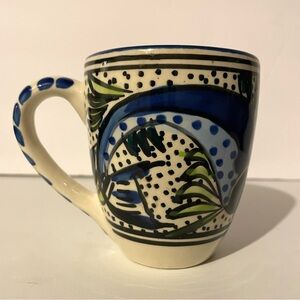 Le Souk Ceramique Aqua Fish Mug, Blue/Green.  Handcrafted in Tunisia.